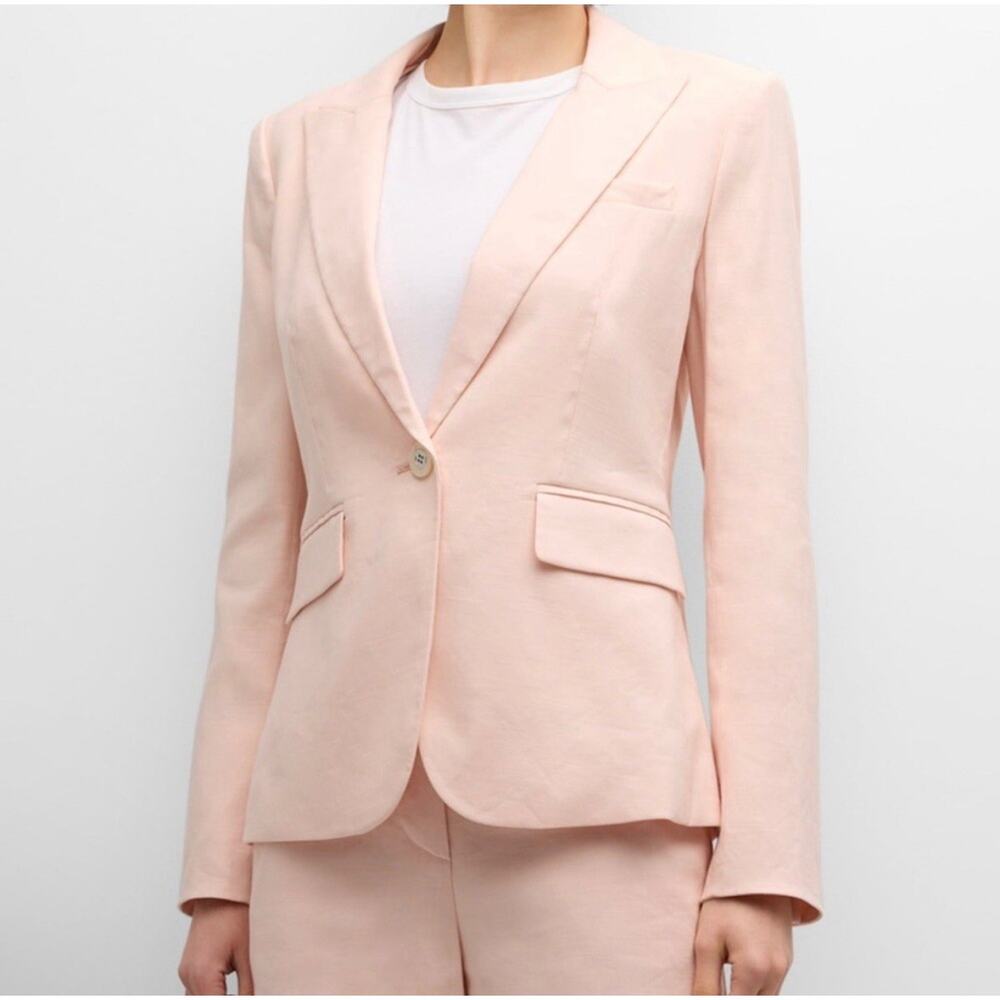 VERONICA BEARD Cutaway Linen Dickey Jacket 6 Pink Haze
